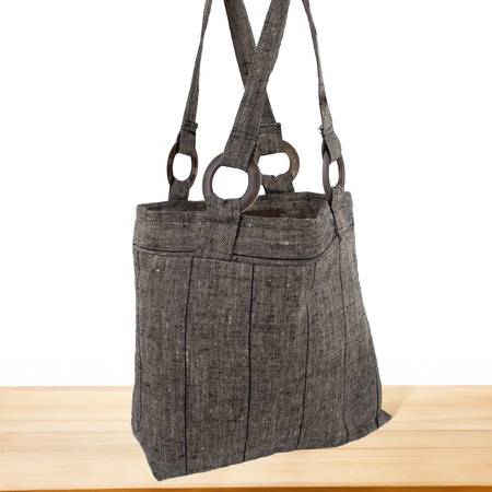 Szara lniana torba na ramię