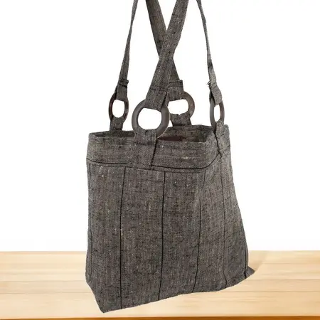 Szara lniana torba na ramię